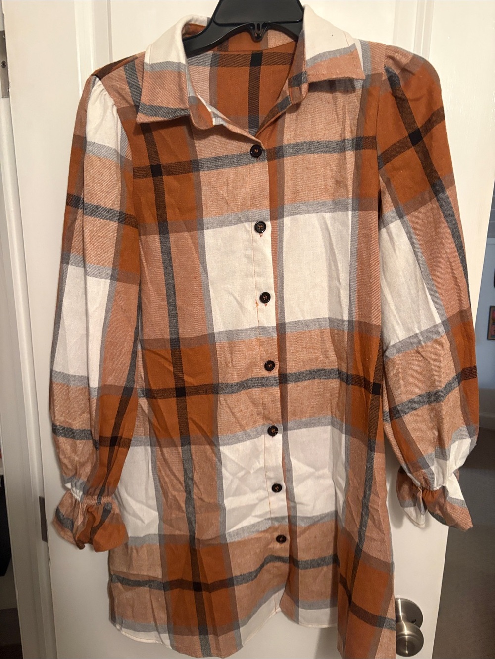 Plaid Button-Front Dress